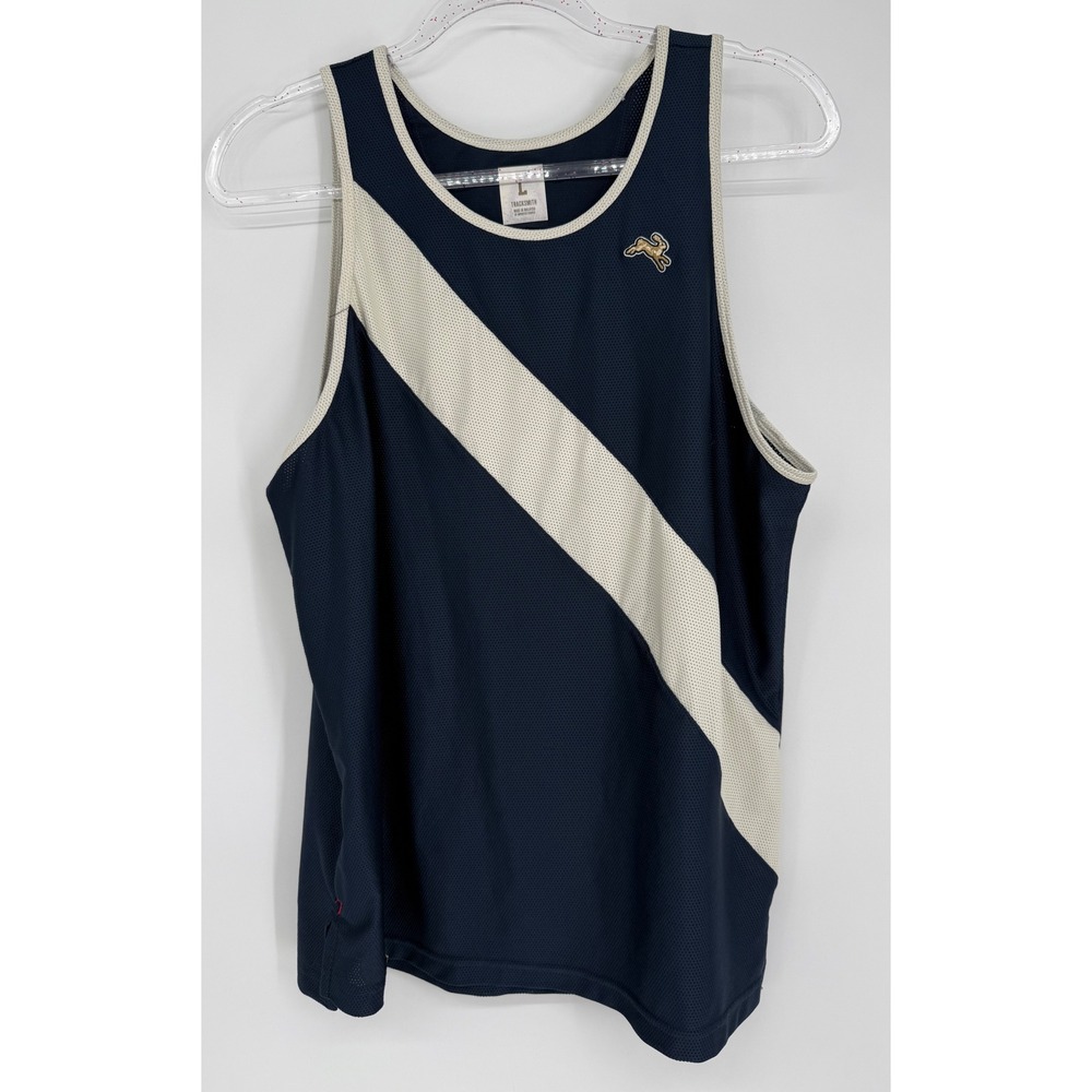 Tracksmith Van Cortlandt Singlet Navy Ivory 2:09 Mesh Running Tank Men Sz L